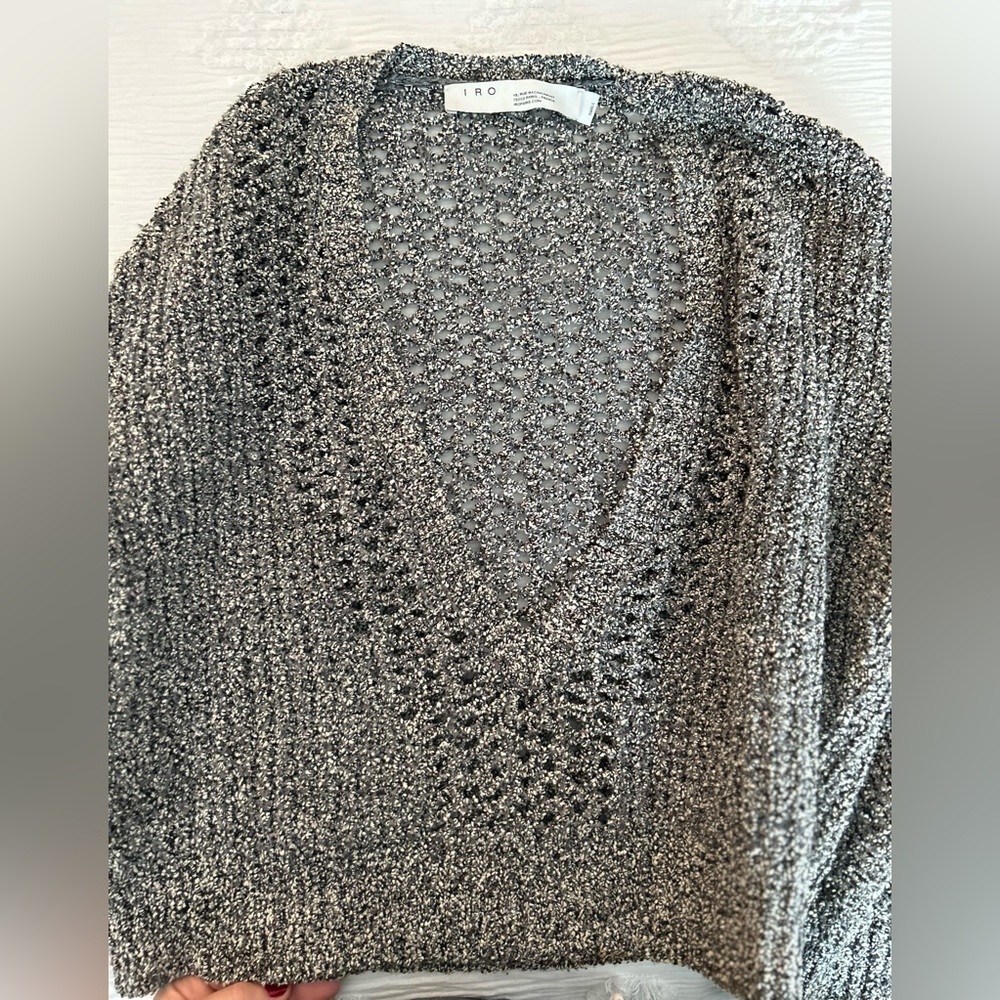 IRO grey deep V knit sweater size small